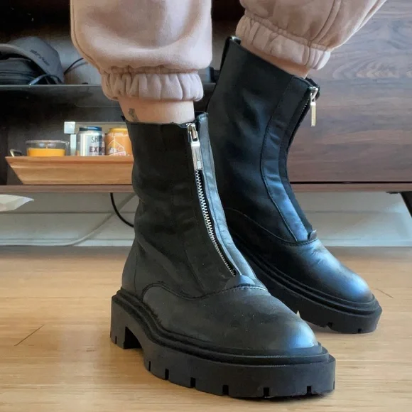 Zara Shoes Zara Zippered Leather Ankle Boot Poshmark